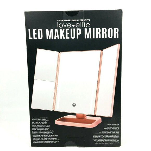 Onyx Professional LED Makeup Mirror Folding In-Base Magnifying Rose Gold - Picture 1 of 8